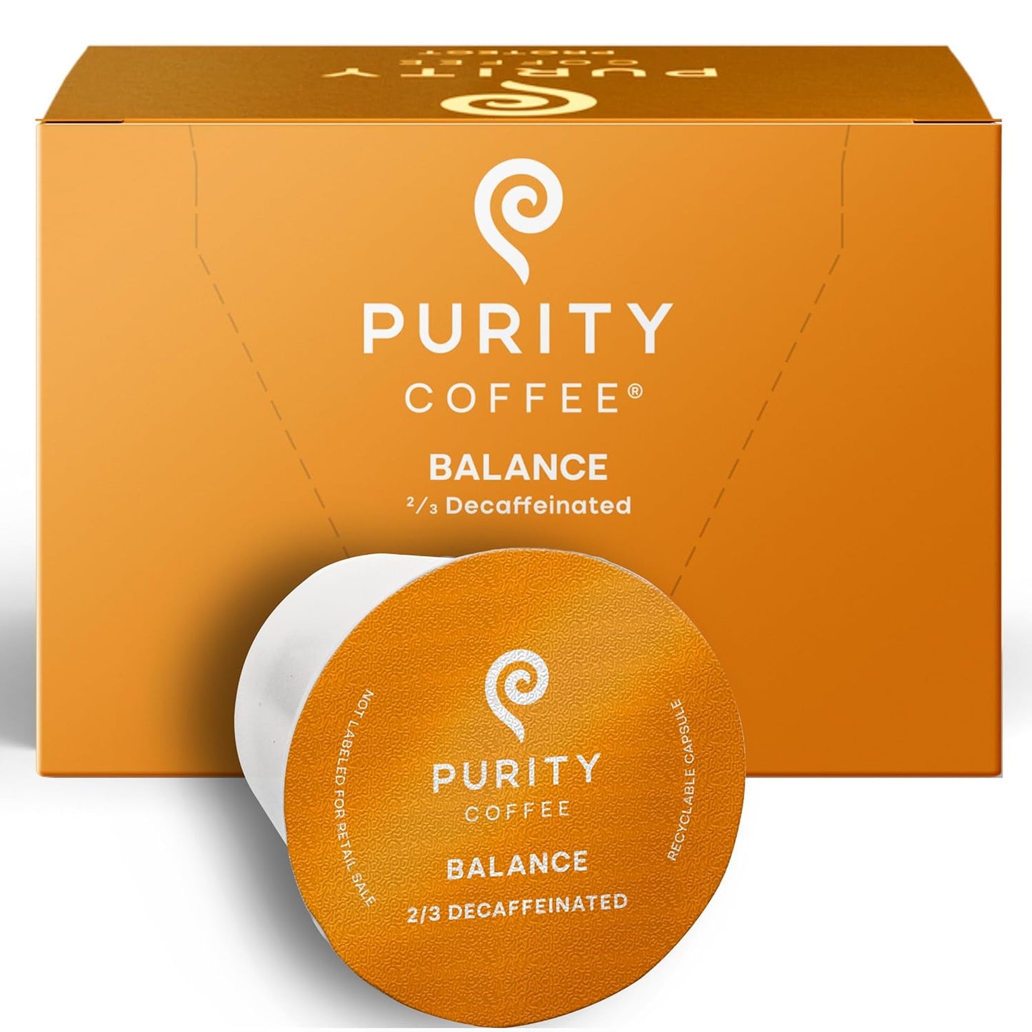 PURITY COFFEE BALANCE 2/3 Decaf Medium Roast K Pod Capsules (12ct Box) | Specialty-Grade USDA Organic Mountain Water Process Decaffeinated + Arabica Low Caffeine Blend | Third Party Tested for Mold, Mycotoxins & Pesticides