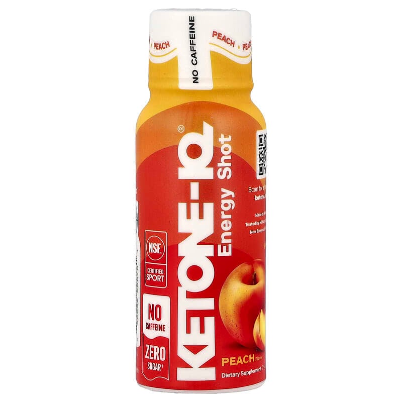 Ketone-IQ Caffeine-Free Shot, Peach, 6 Bottles, 2 fl oz (59 ml) Each