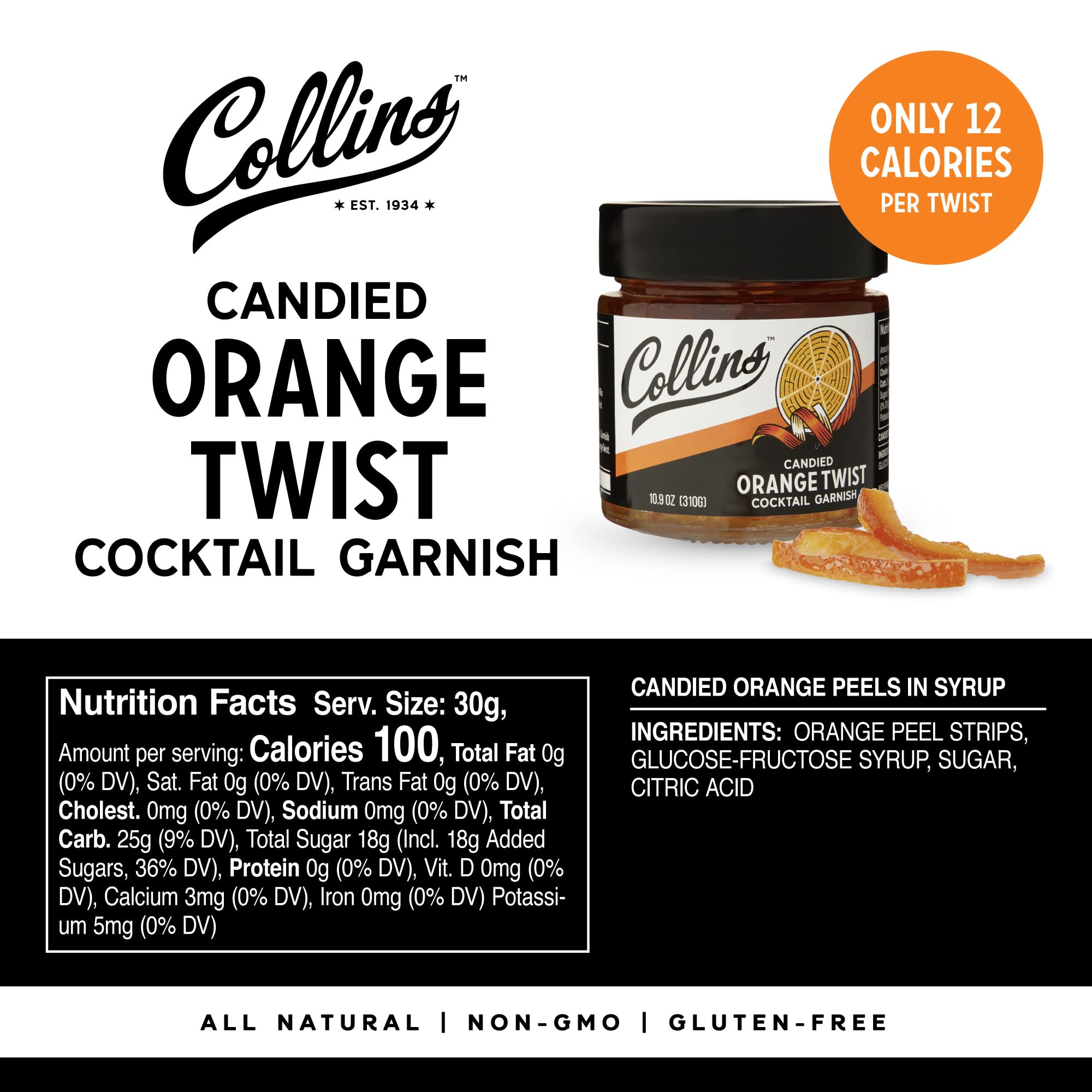 Collins Orange Twist in Syrup 10 oz, (Pack of 1)