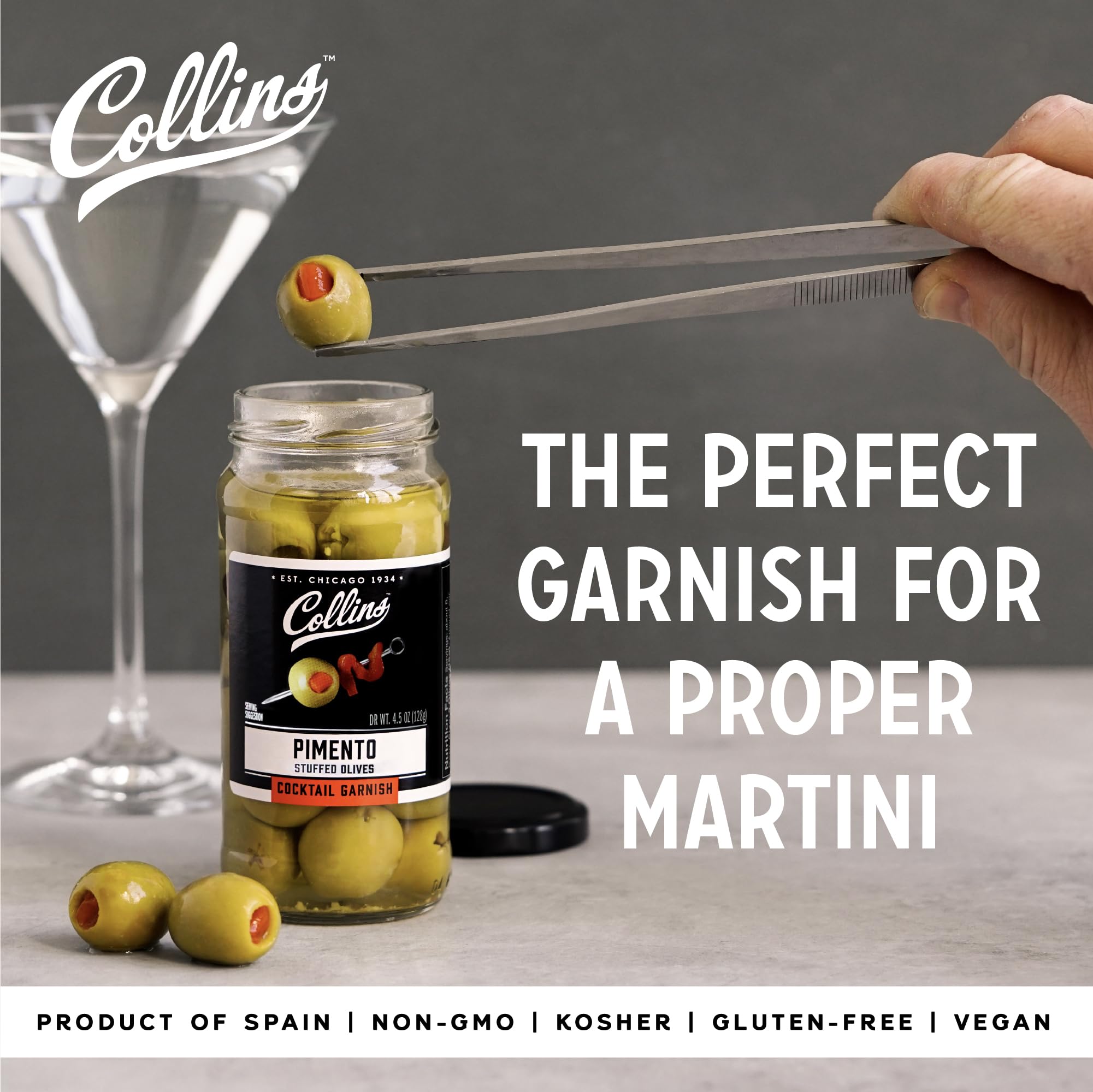 Collins Gourmet Martini Pimento Olives — 4.75 oz