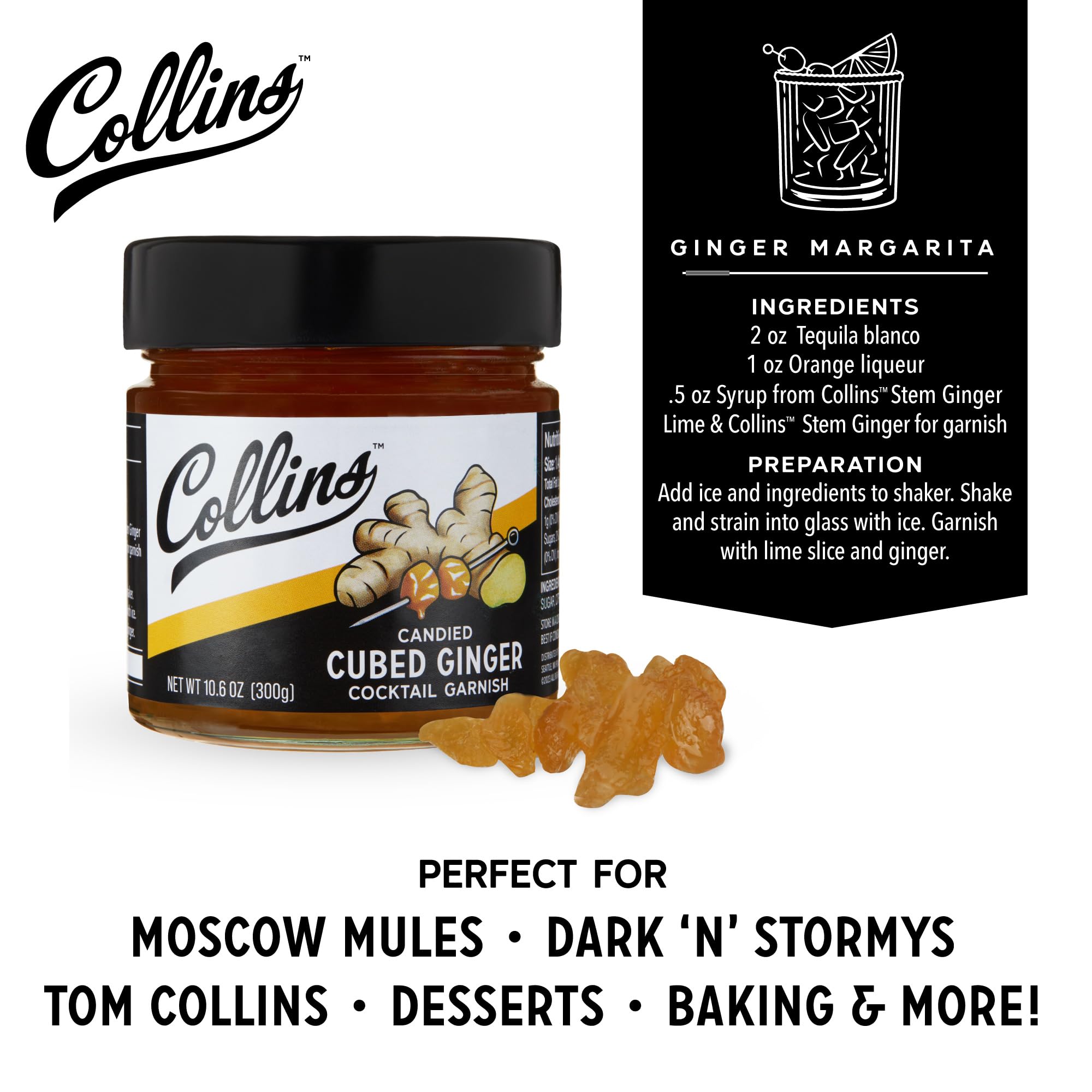 Collins Cubed in Ginger Syrup — 10.6 oz
