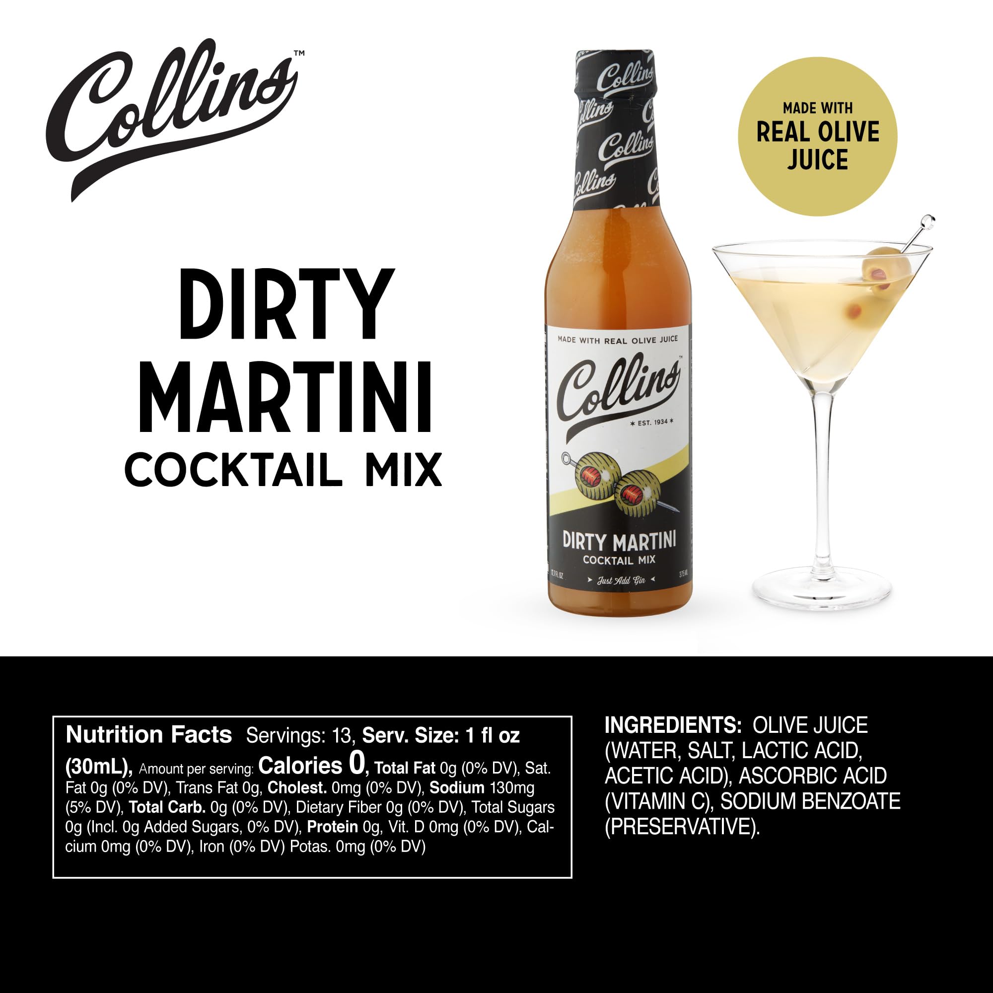 Collins Dirty Martini, 12.7 Fluid Ounce