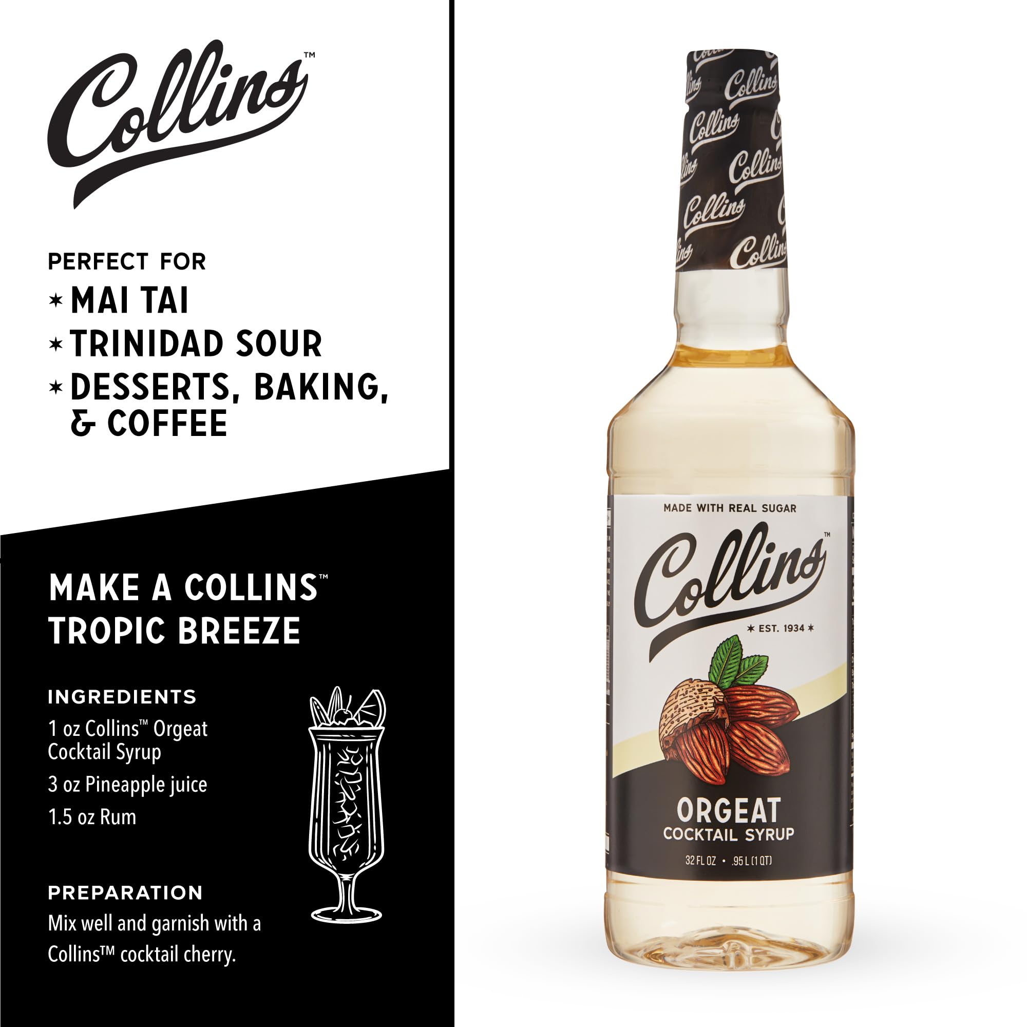 Collins D5 32 oz. Orgeat Cocktail Syrup by Multicolor