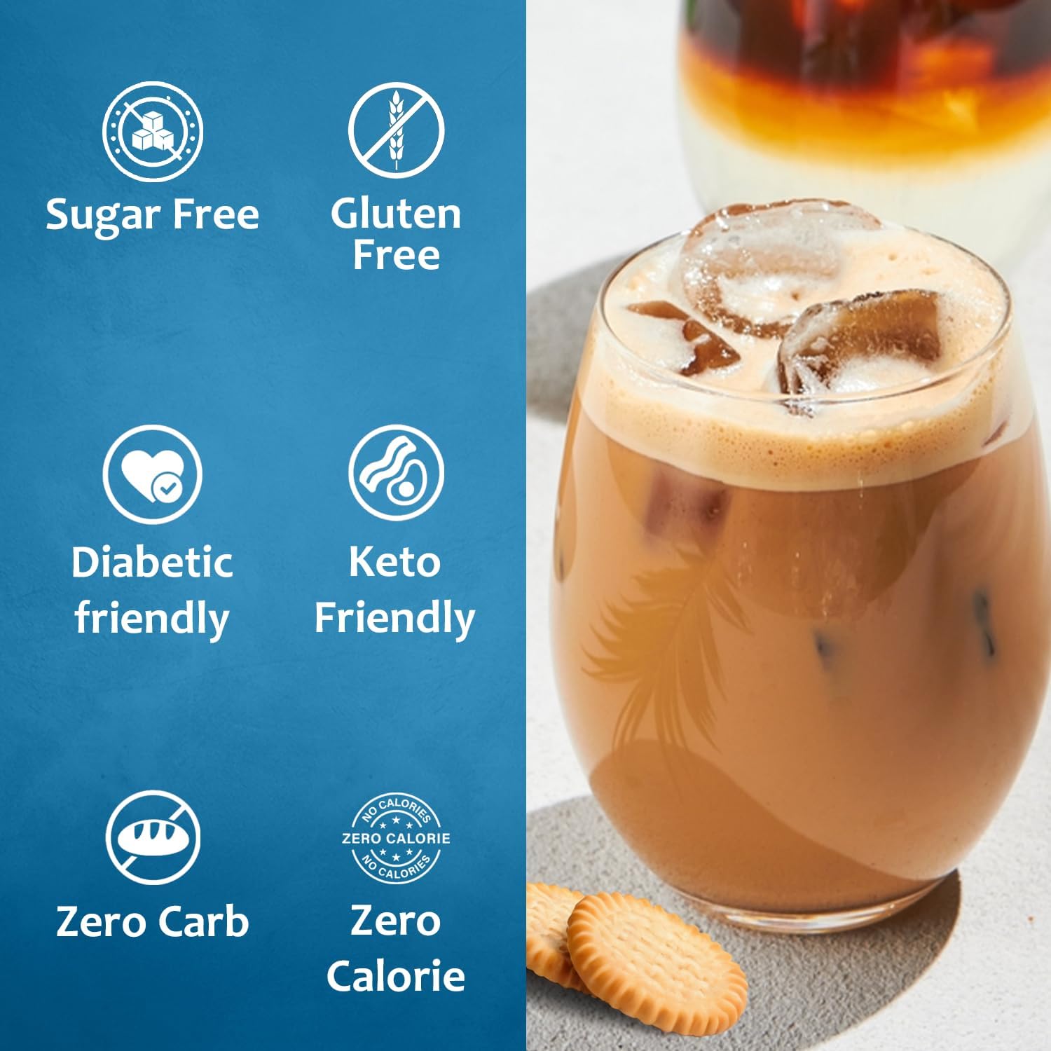 Syruvia Sugar-Free Cookie Butter Coffee Syrup - 25.4 fl oz. Premium Coffee Flavoring Syrup. 0 Calories, Kosher, and Gluten-Free. Perfect for Enhancing Drinks, Sodas, Shakes, Desserts, and More