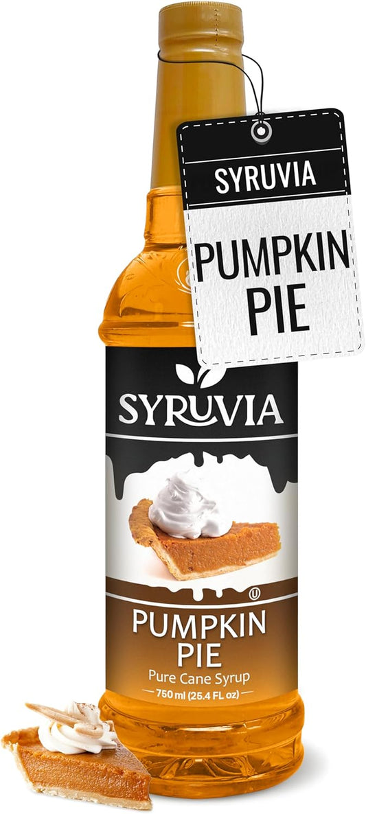 Syruvia Pumpkin Pie Syrup for Coffee – Delicious Pumpkin Pie Coffee Syrup, 25.4 fl oz, Kosher, Gluten Free, Perfect for Coffee, Drinks, Desserts, and More, No Coloring