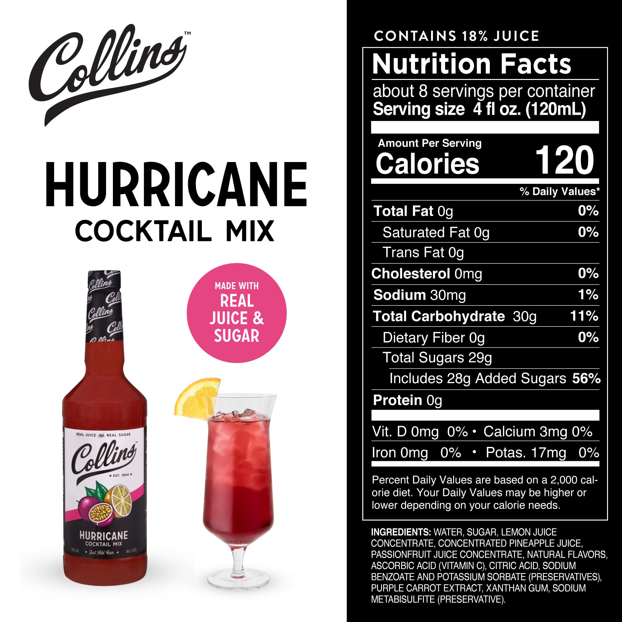 Collins Hurricane Cocktail Mix — 32 oz