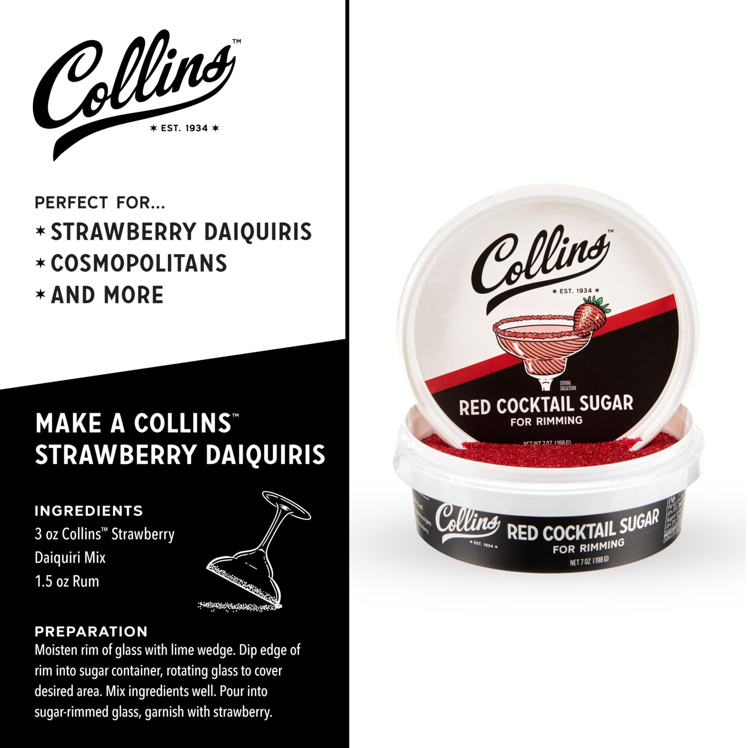 Collins Red Cocktail Sugar — 7 oz