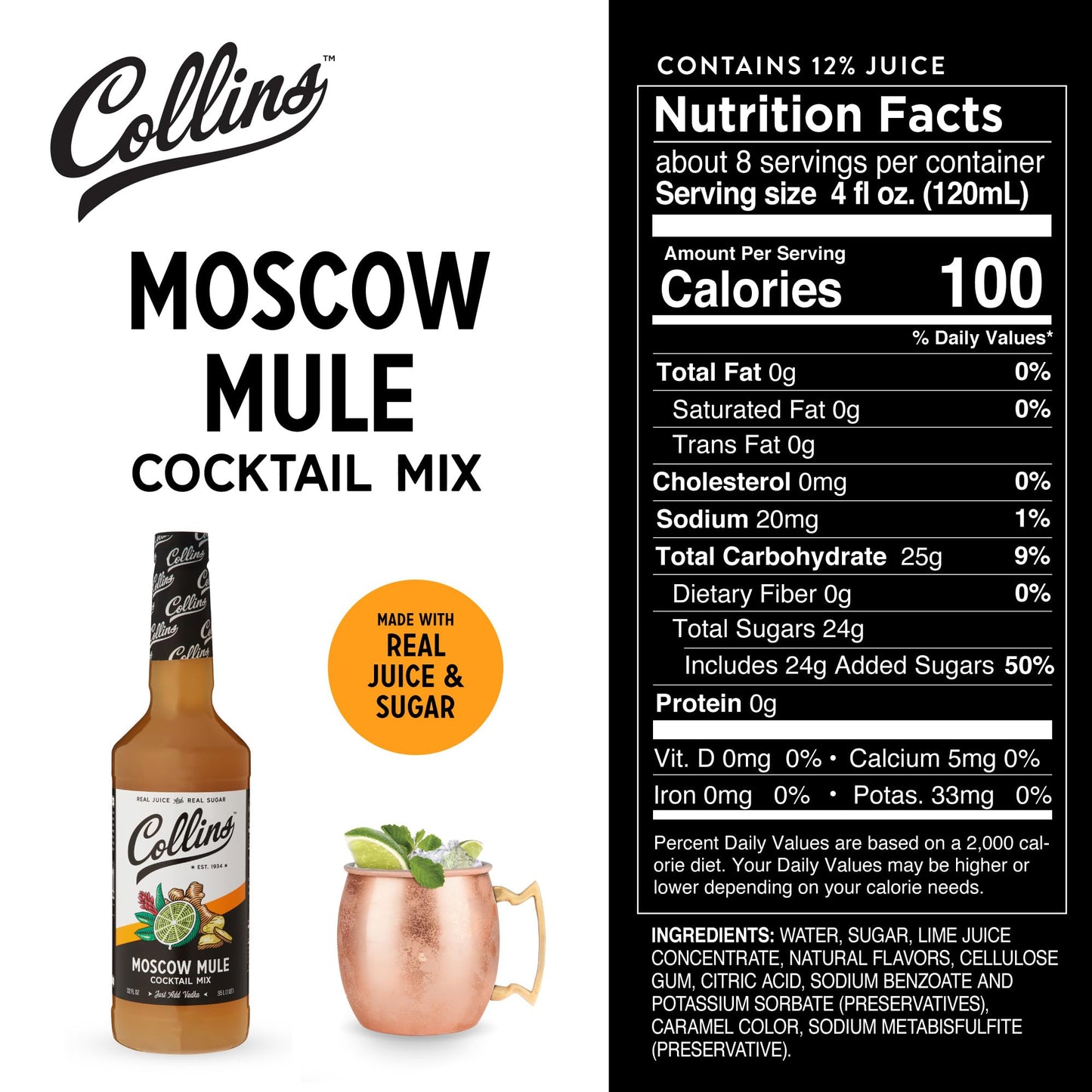 Collins Moscow Mule Cocktail Mix — 32 oz
