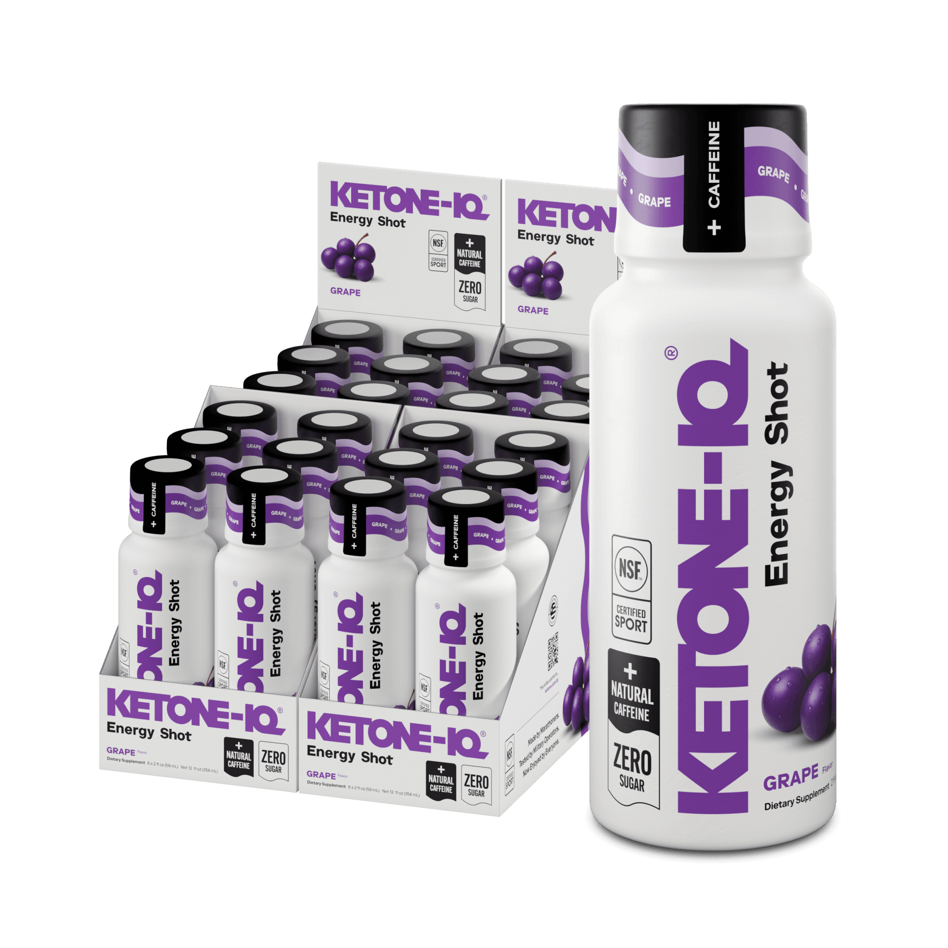 Ketone-IQ +Caffeine Shot,  Grape, 6 Bottles, 2 fl oz (59 ml) Each