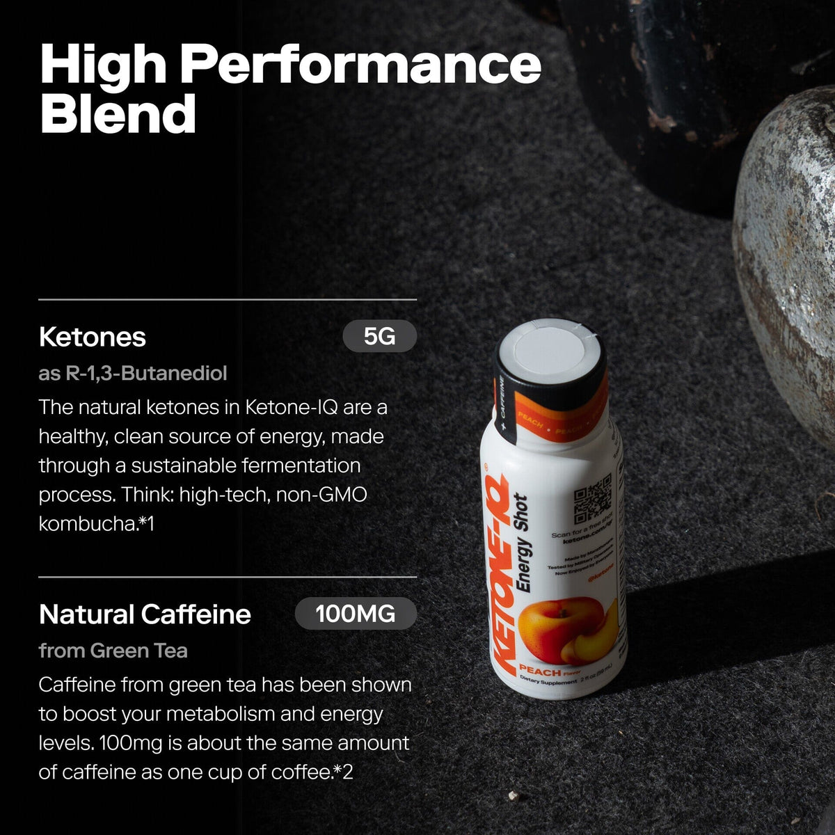 Ketone-IQ +Caffeine Shot, Green Apple