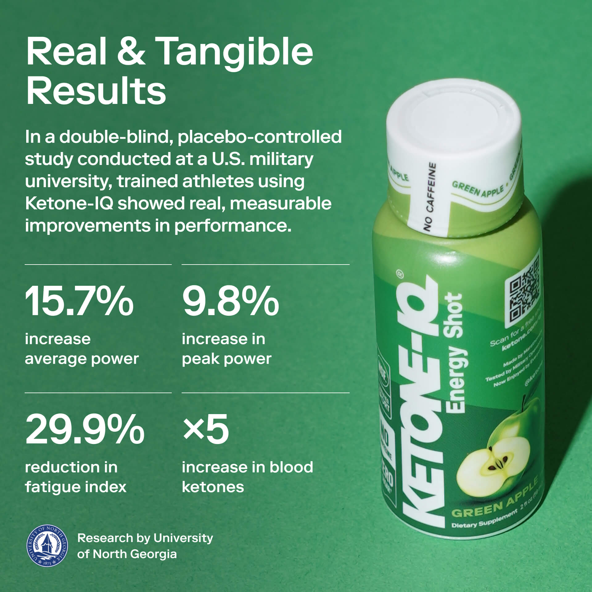 Ketone-IQ Caffeine-Free Shot, Green Apple 6 Bottles, 2 fl oz (59 ml) Each