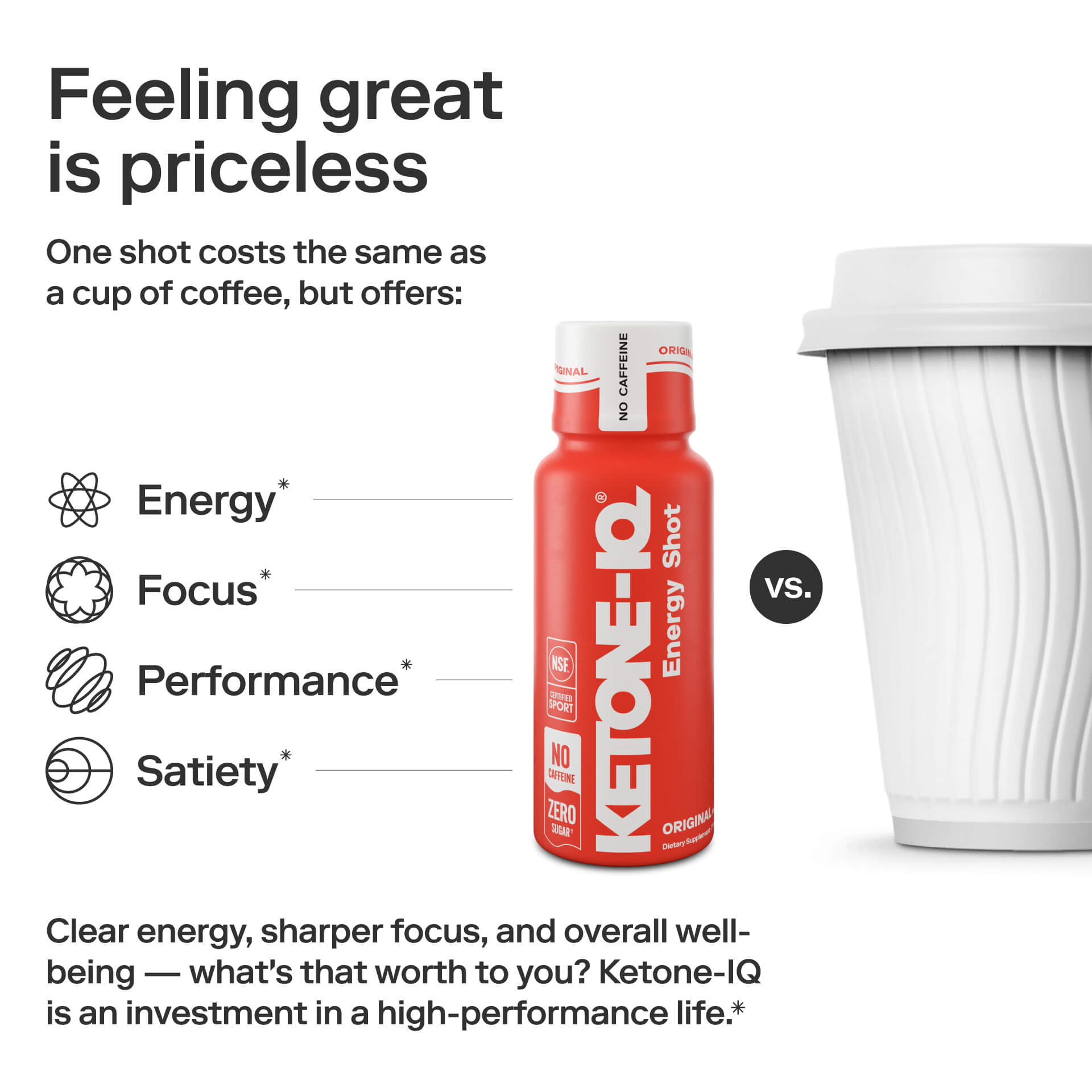Ketone-IQ Caffeine-Free Shot, Original, 6 Bottles, 2 fl oz (59 ml) Each