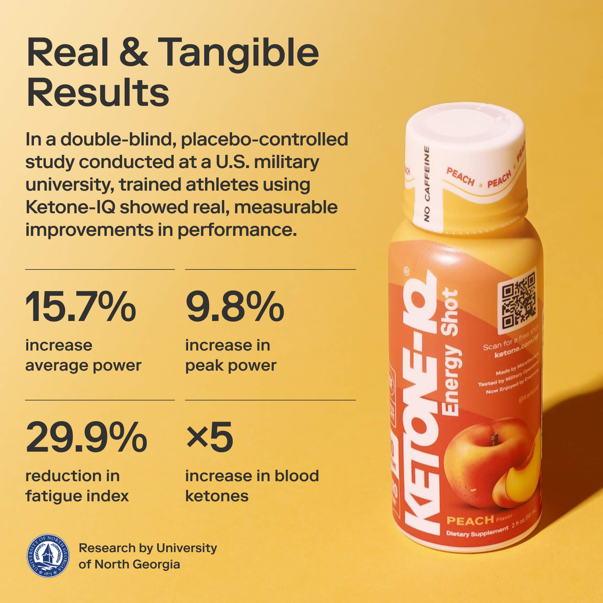 Ketone-IQ Caffeine-Free Shot, Peach, 6 Bottles, 2 fl oz (59 ml) Each