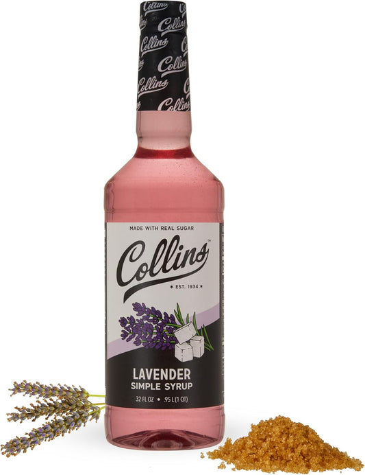 Collins Lavender Simple Real Sugar Syrups-Soda Water Flavors and Cocktail Mixers-32oz Set of 1, Clear