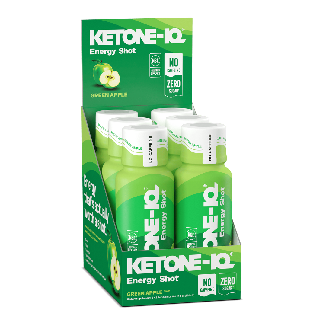 Ketone-IQ No Caffeine Shot, Green Apple 6 Bottles, 2 fl oz (59 ml) Each