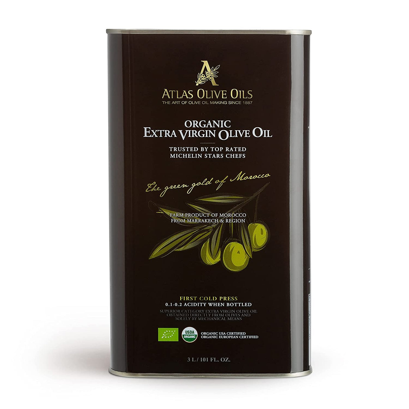 Atlas Olive Oils Organic Extra Virgin Olive Oil Tin