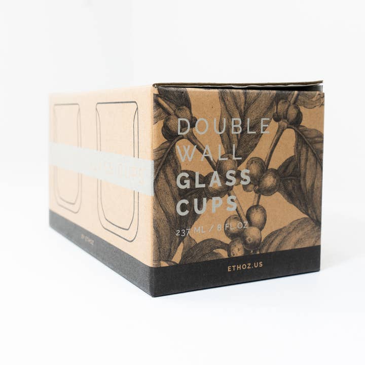 Ethoz Double Wall Glass Cups - 8oz Set of 2