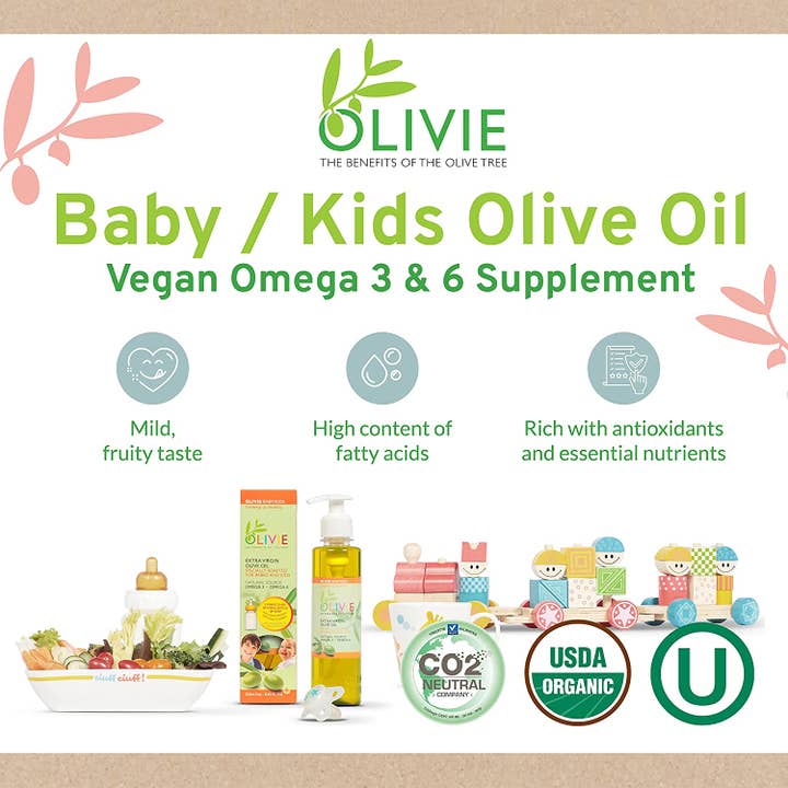 Atlas Olive Oils OLIVIE Baby/Kids Organic Extra Virgin Olive Oil – 250 mL